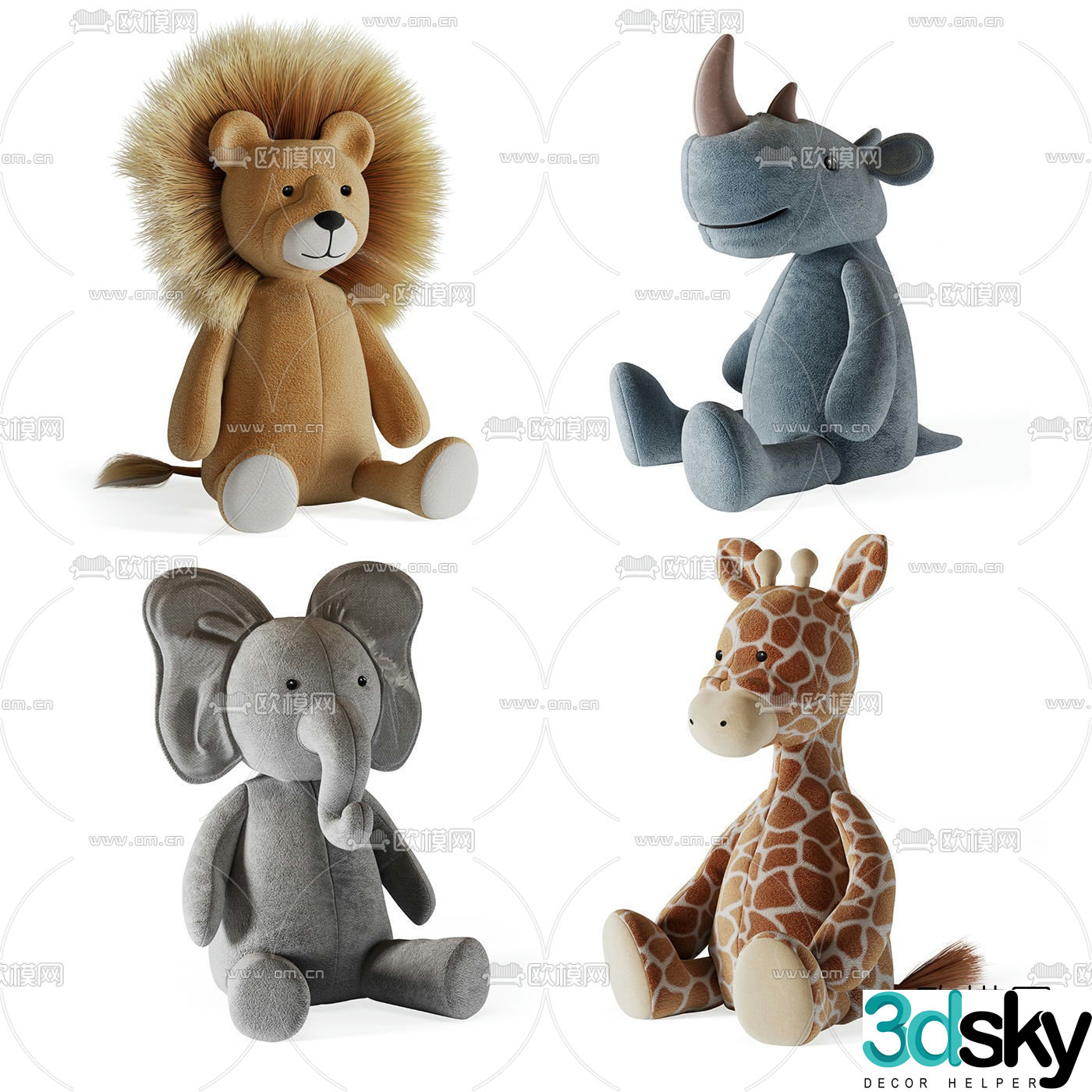 Modern children’s animal stuffed toy 3d model