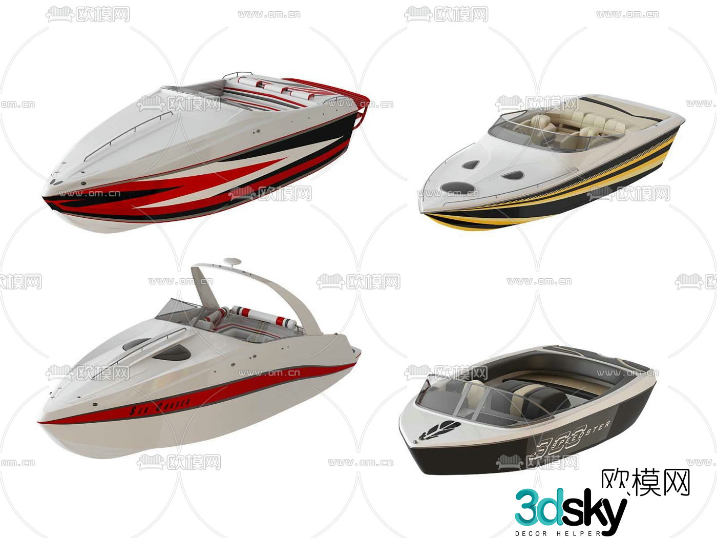 Modern speedboat yacht 3d model