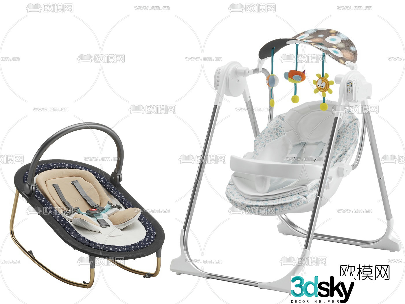 Modern baby rocking chair 3d model