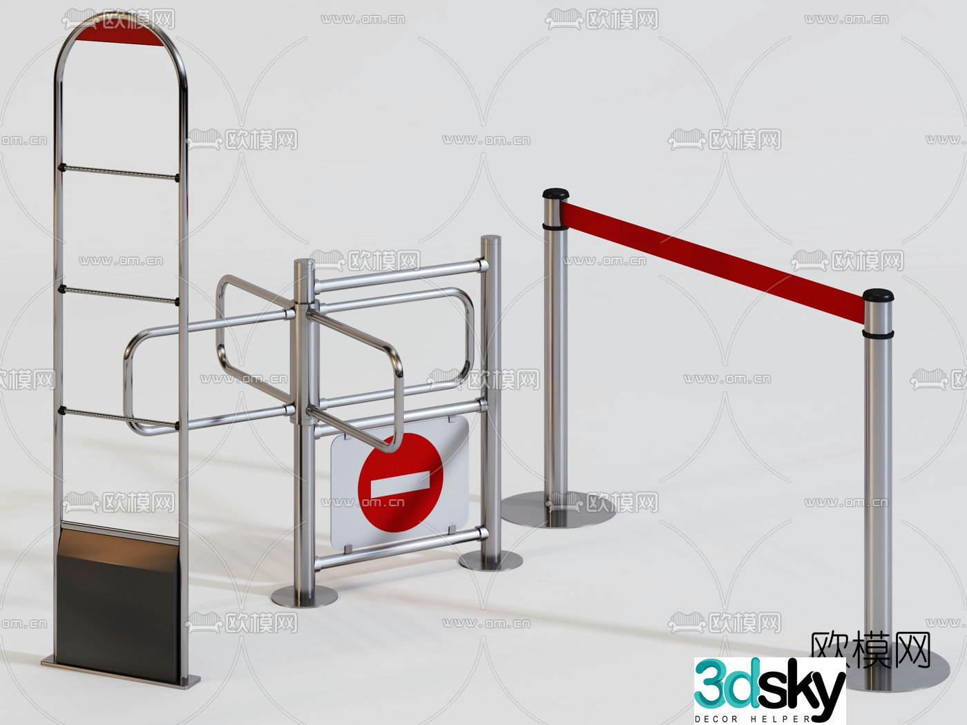 Modern security gate 3d model