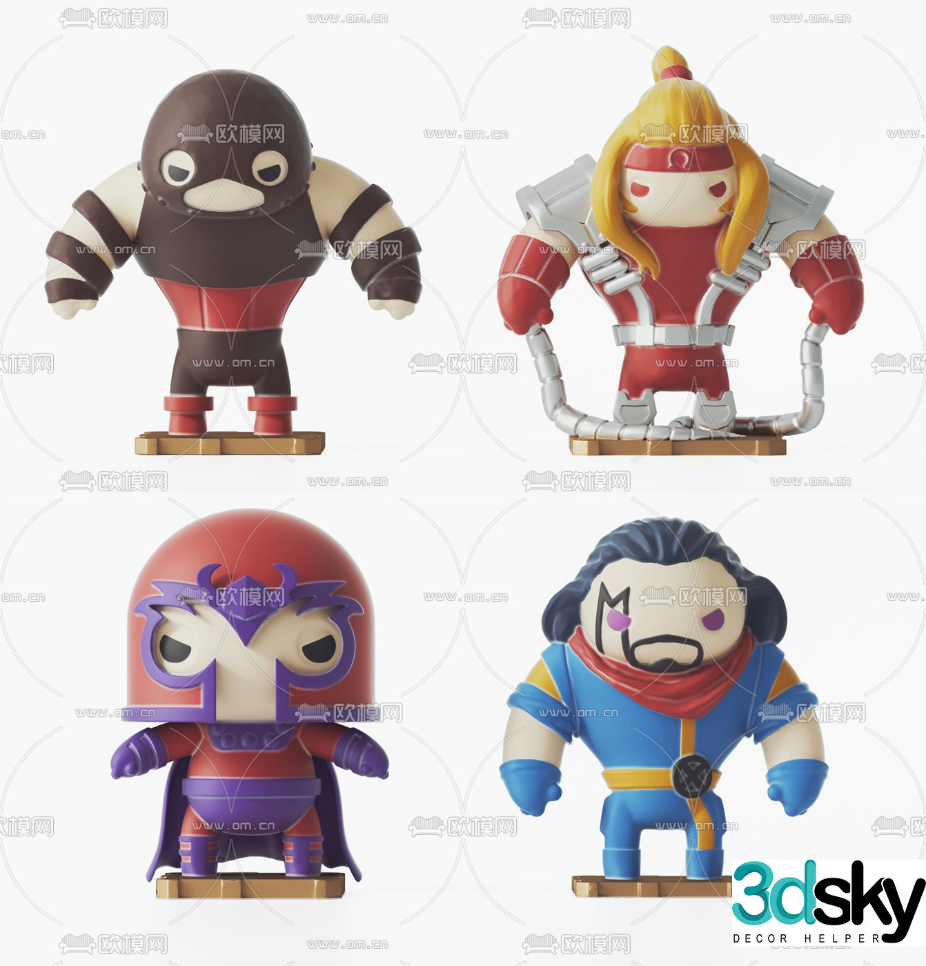 Modern Q version X-Men toys 3d model