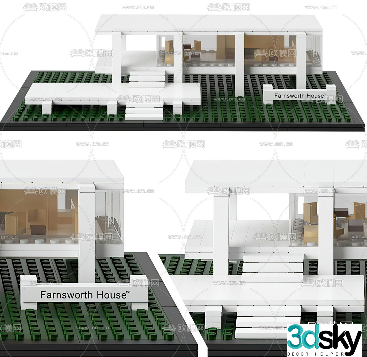 Modern building block construction toy 3d model