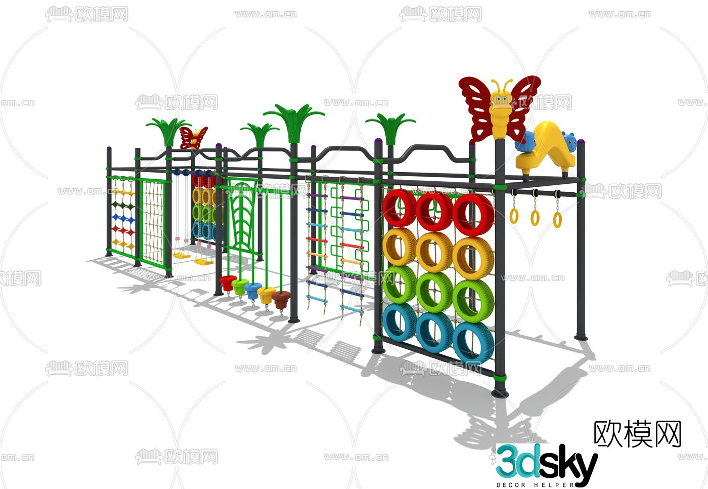Modern children's play climbing frame 3d model