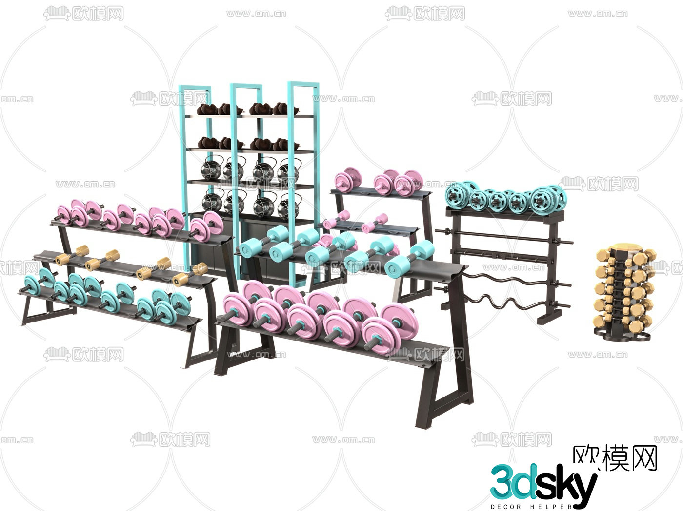 Modern dumbbell fitness equipment 3d model