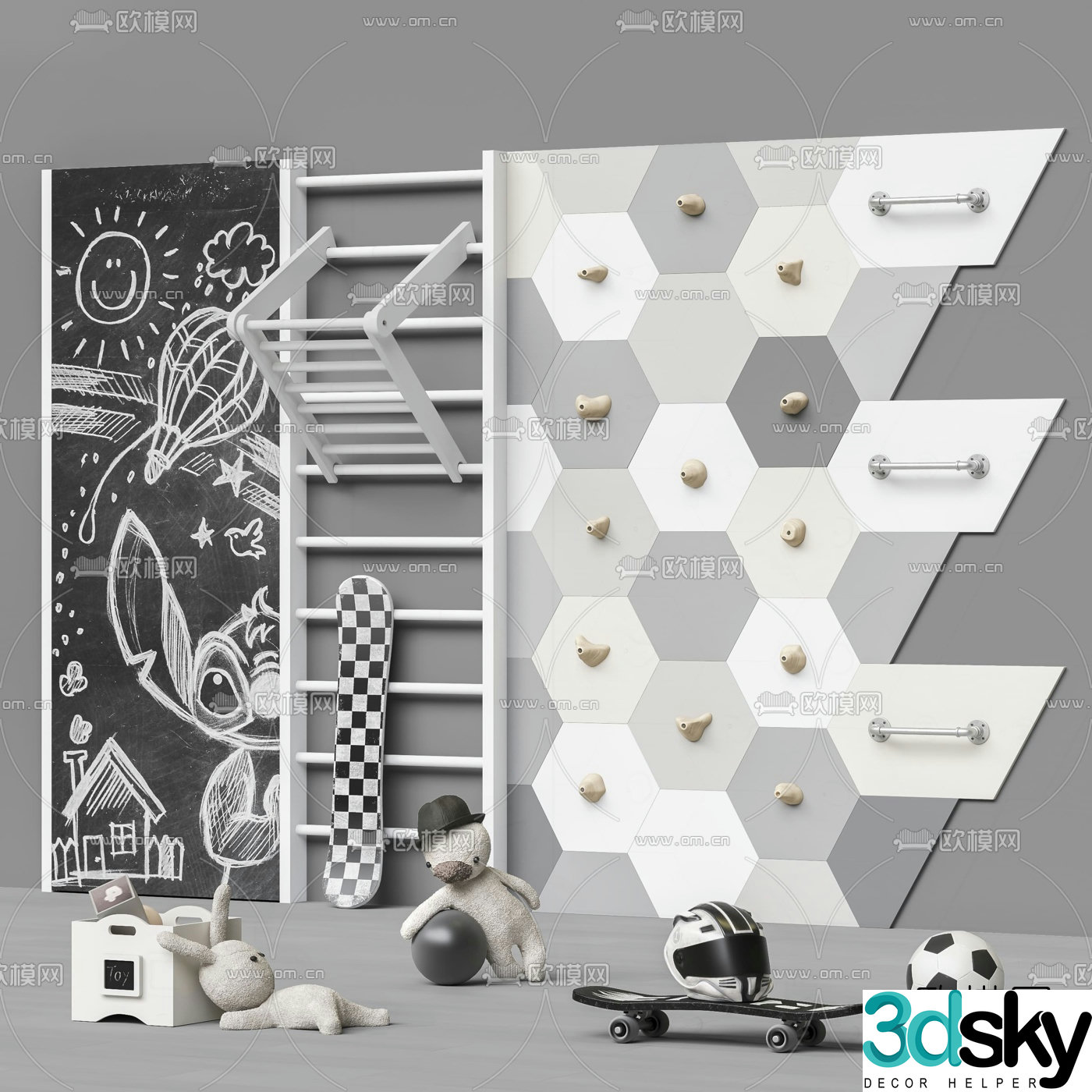 Modern climbing climbing facility for children 3d model