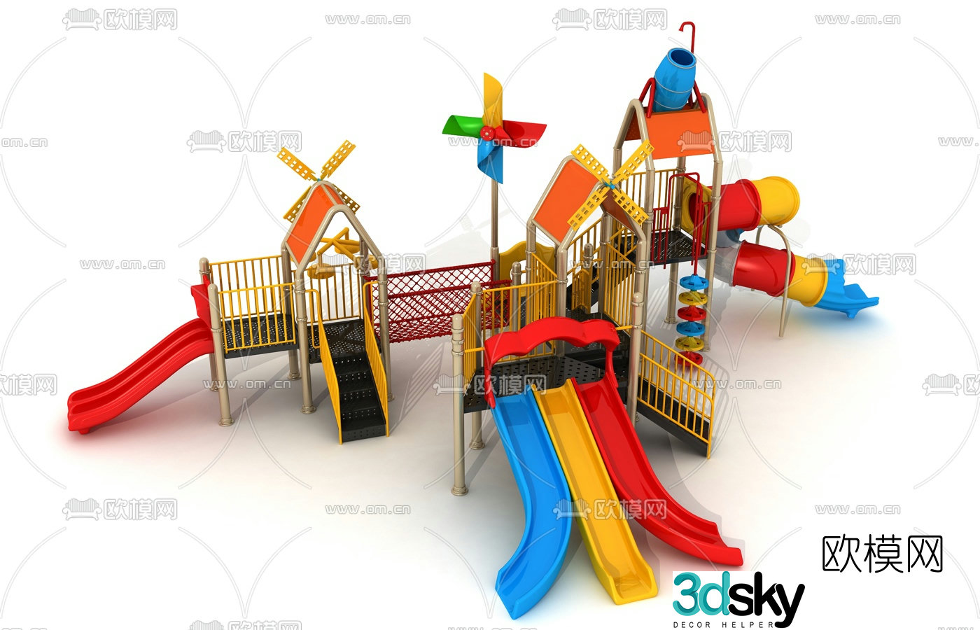Modern children's slide crawl amusement equipment 3d model