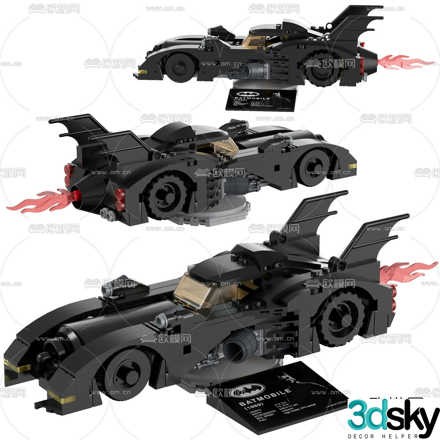 Modern batmobile toy 3d model