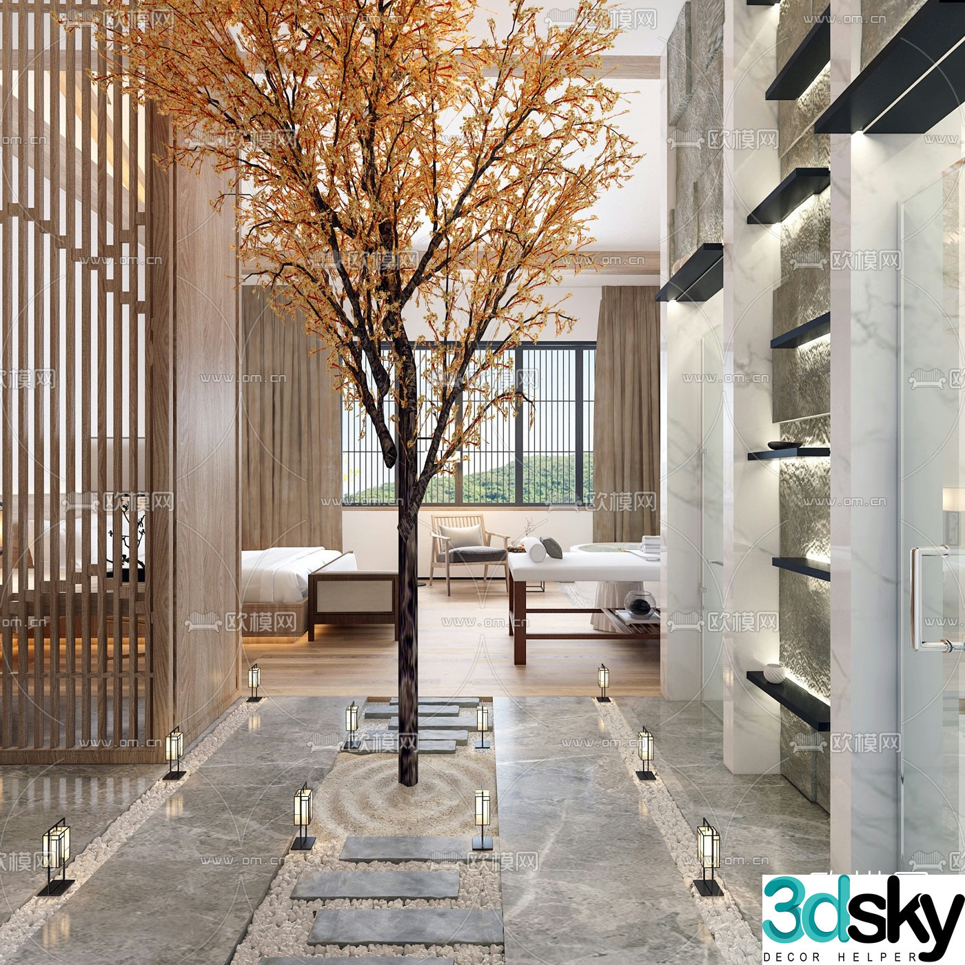 New Chinese style hotel room suite 3d model