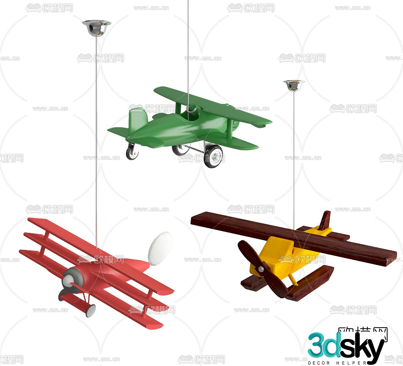 Modern children’s toy airplane hanger 3d model