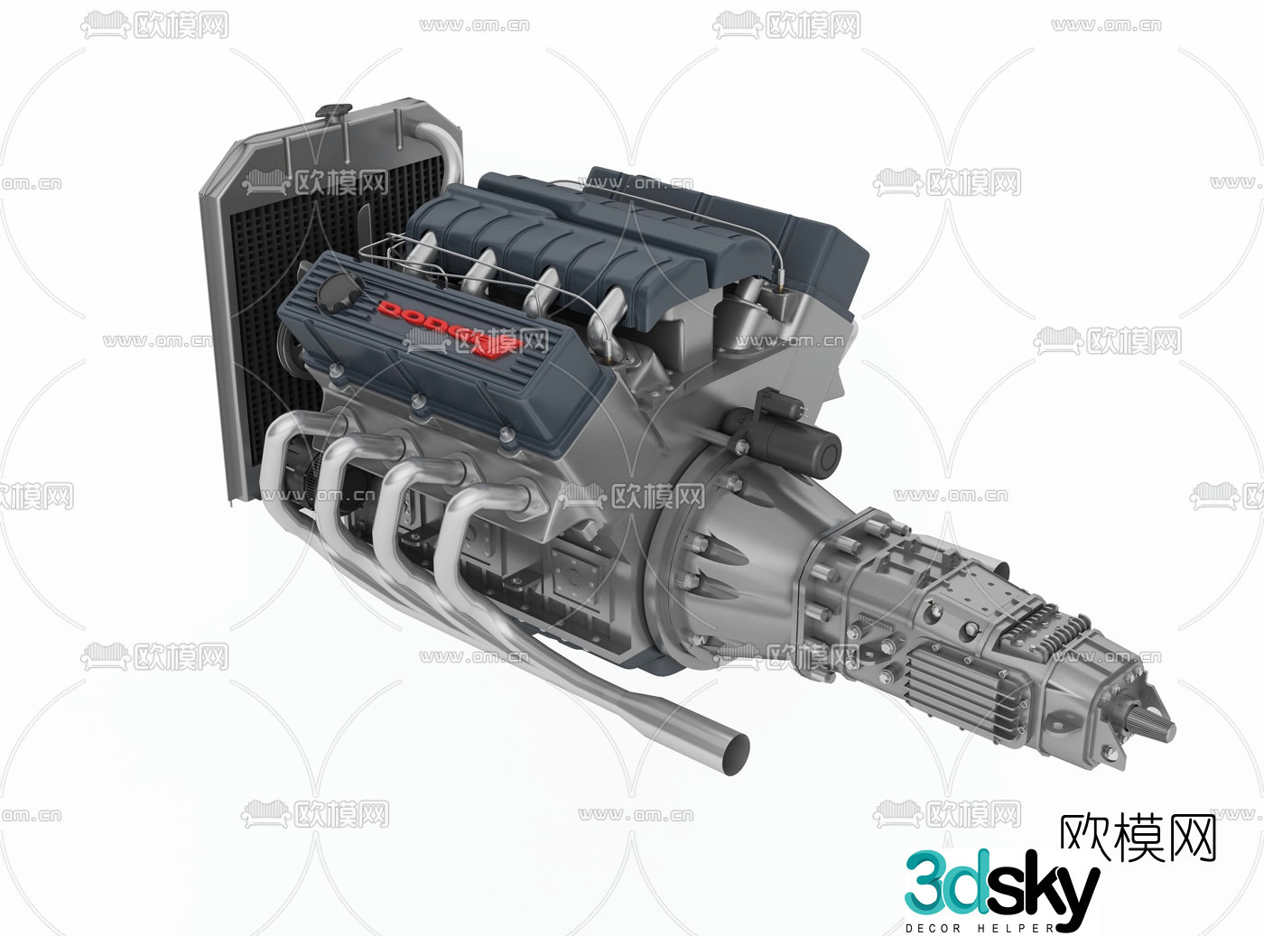 Modern V8 sports car engine engine 3d model