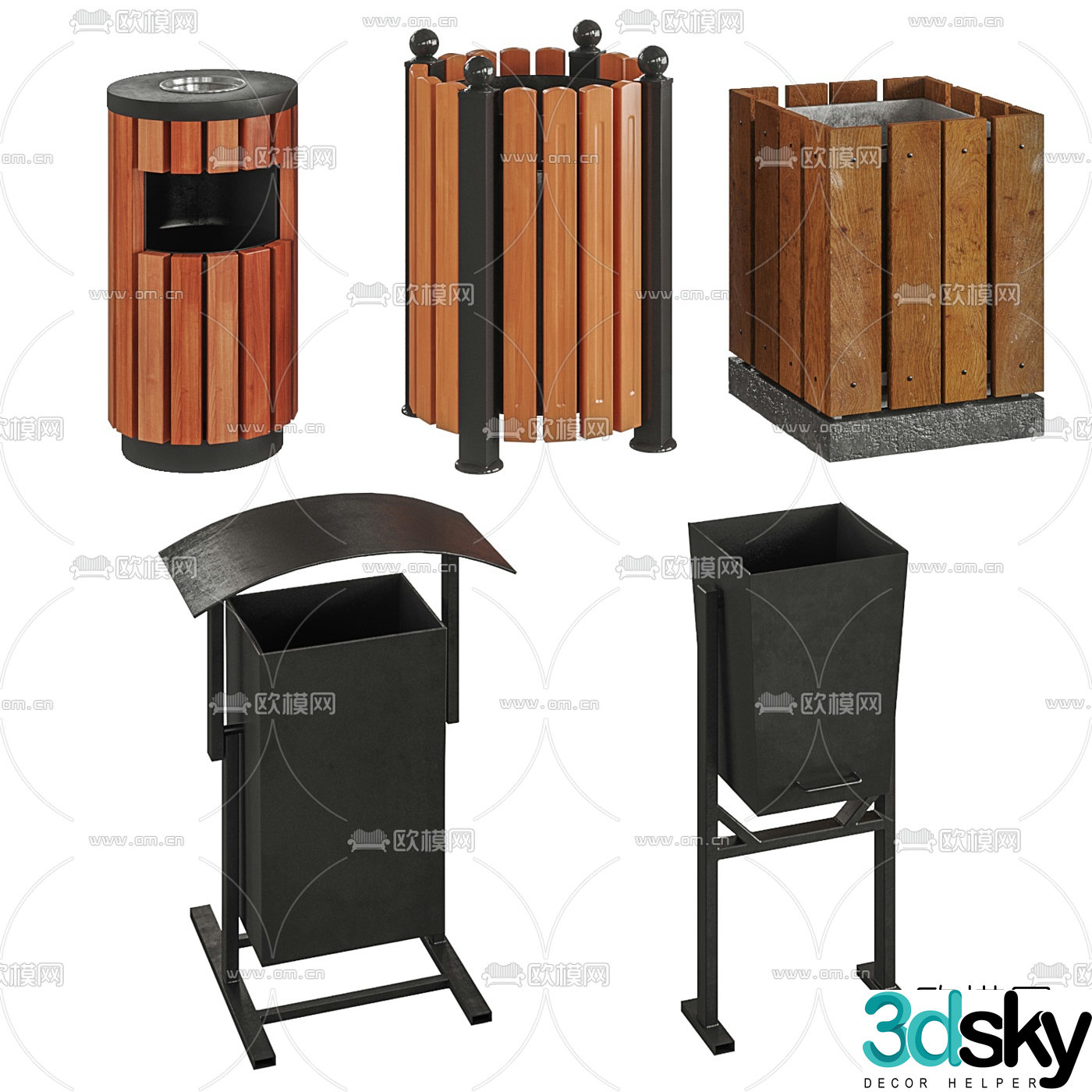 Modern outdoor trash can 3d model