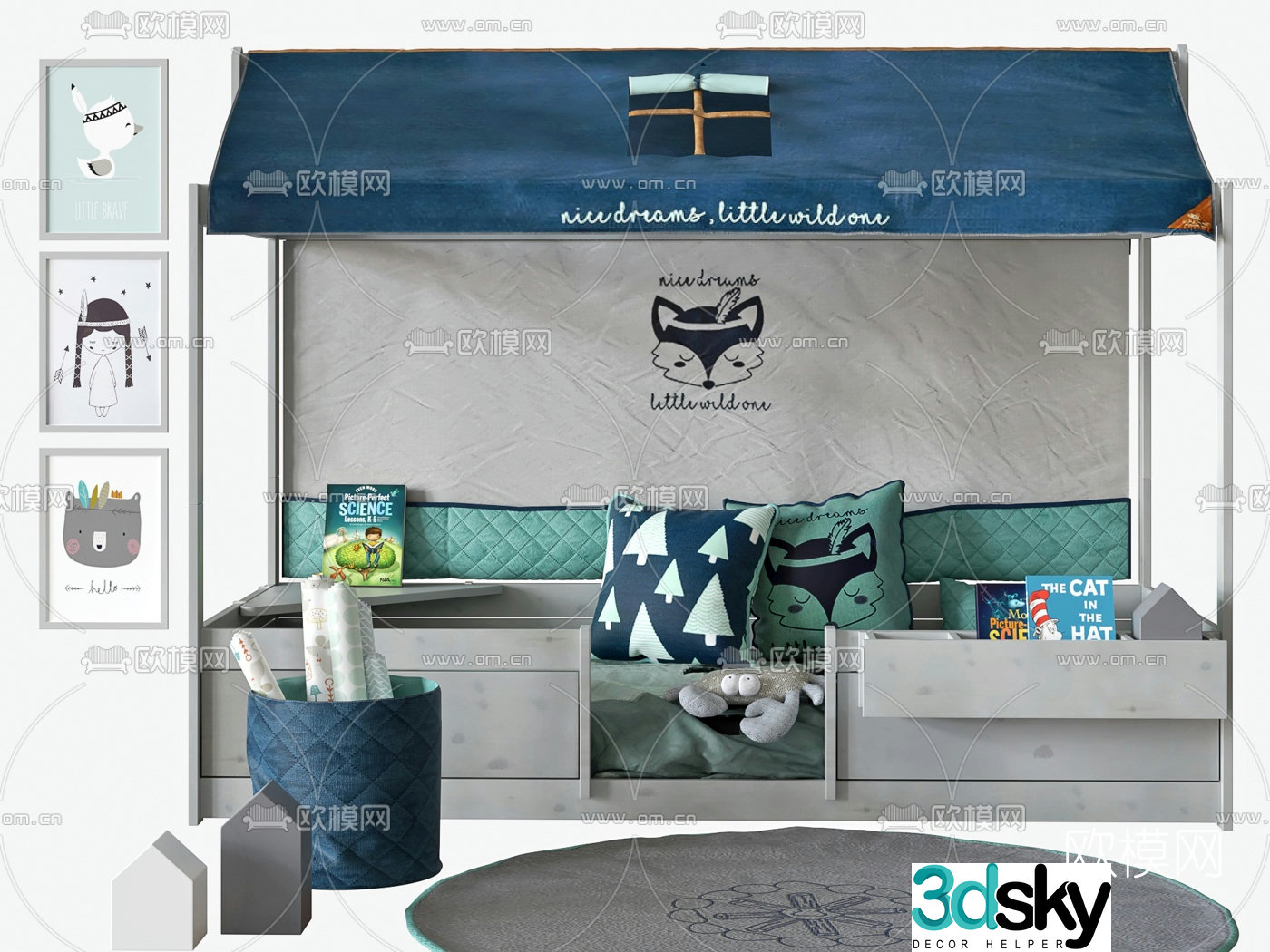 Modern children’s bed 3d model