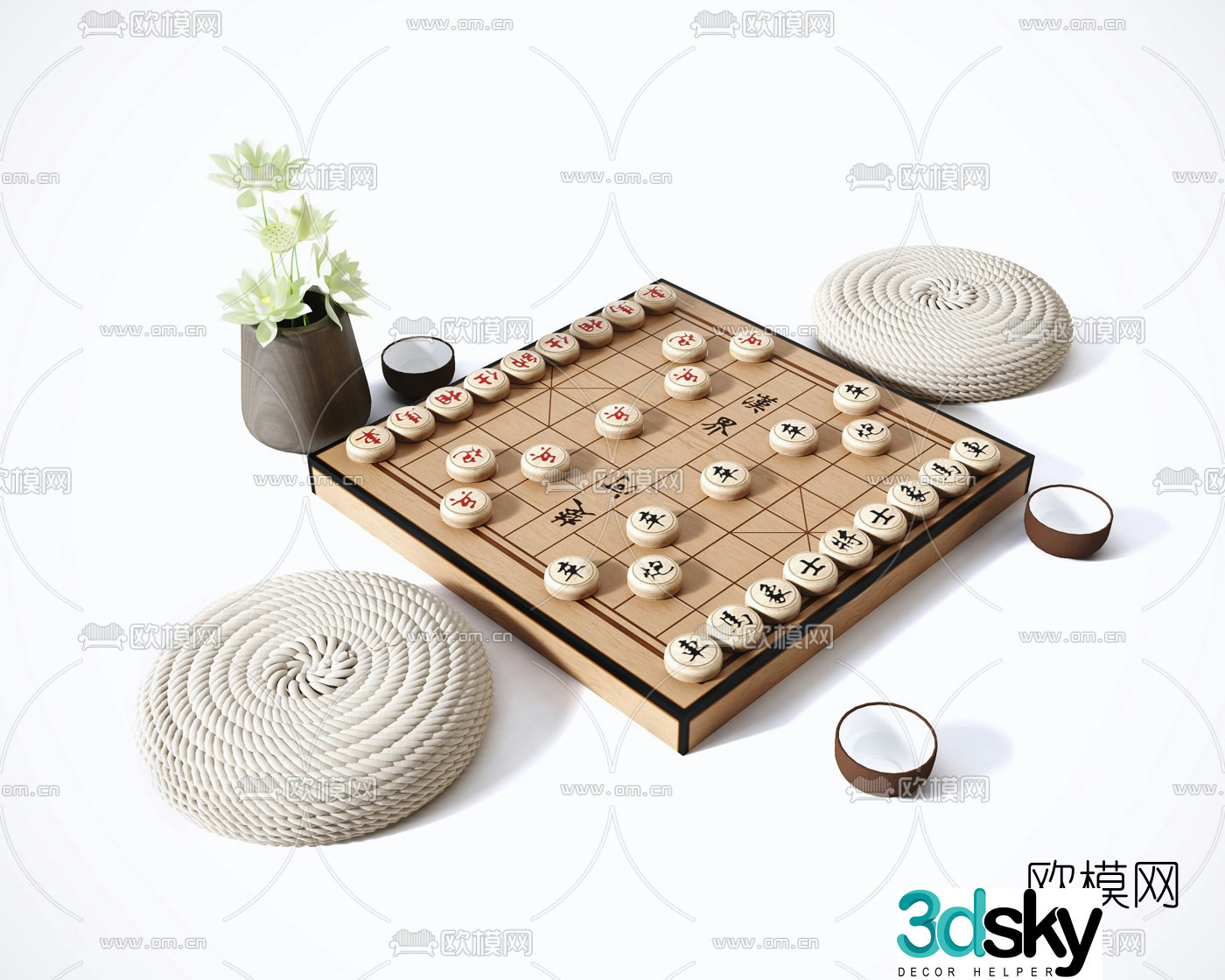 New Chinese style Chinese chess 3d model