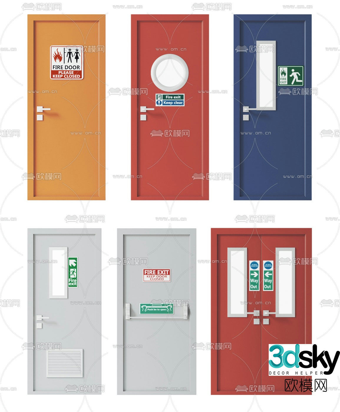Modern fire door safety door fire door 3d model
