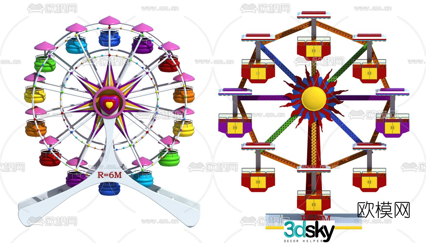 Modern children's ferris wheel 3d model