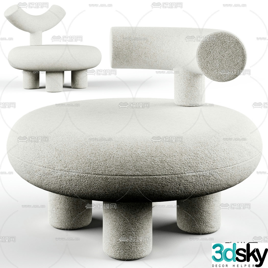 Modern fabric children’s chair 3d model
