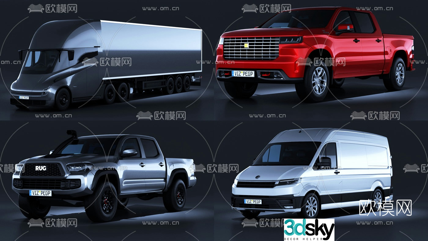 Modern truck pickup car 3d model