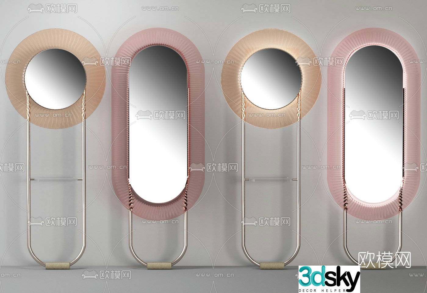 Italian FIAM ITALIA brand modern upright makeup mirror full-length mirror 3D model