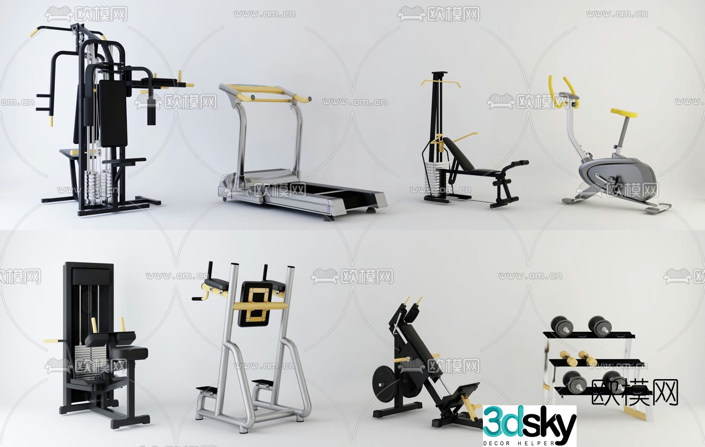 Modern sports equipment fitness equipment 3d model