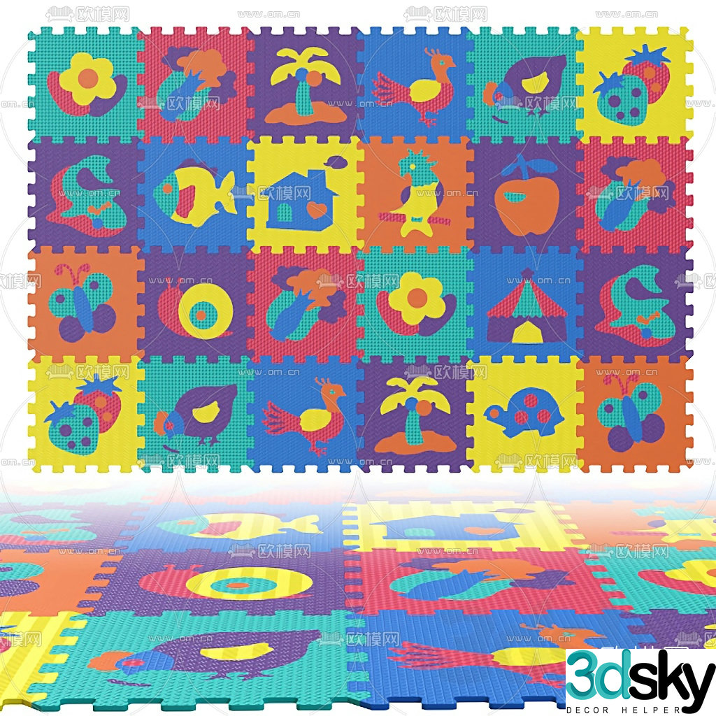 Modern children’s plastic patchwork carpet 3d model