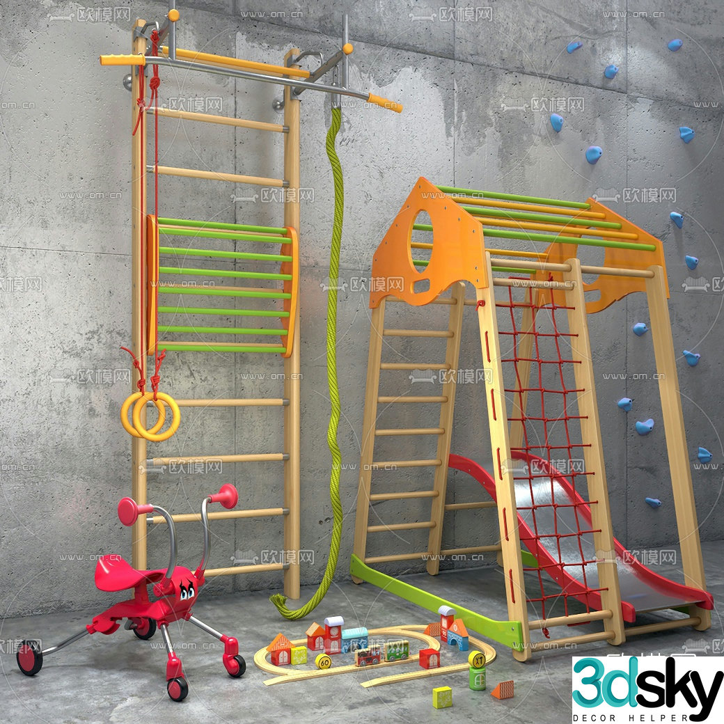 Modern children’s climbing slide toy 3d model