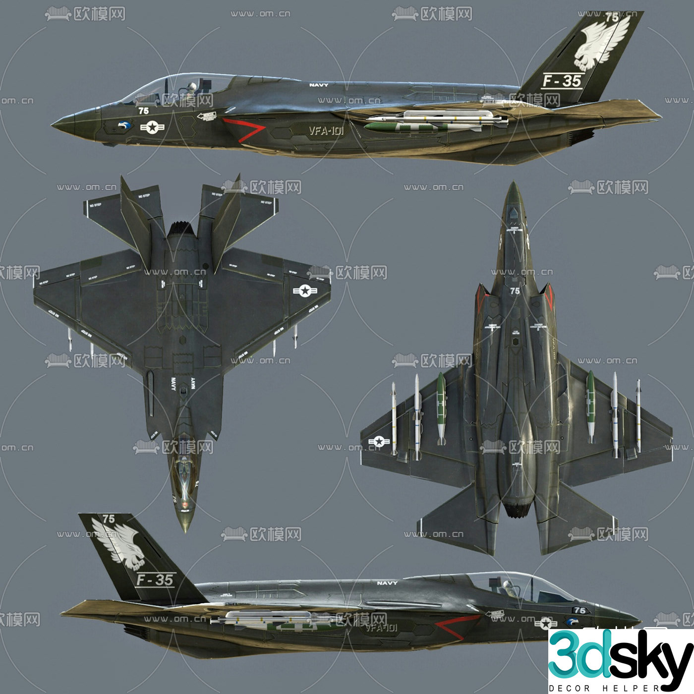 Modern fighter jet 3d model