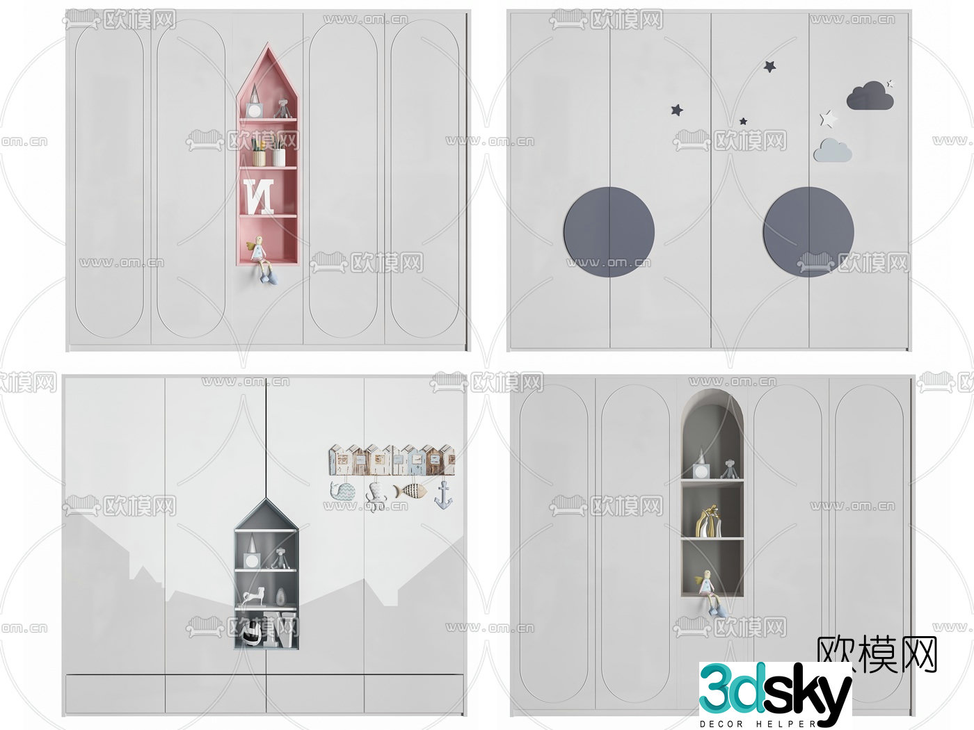 Nordic children’s wardrobe 3d model