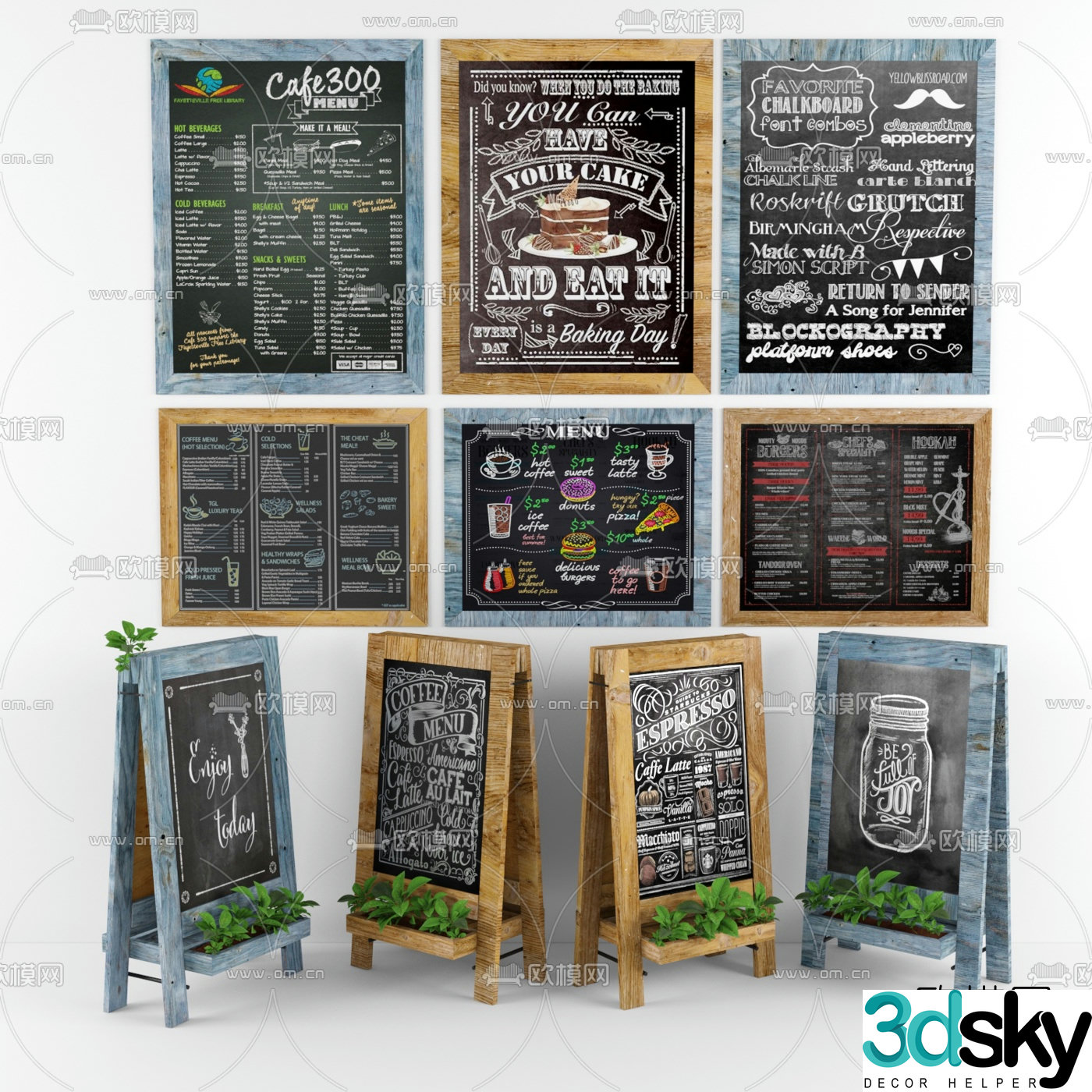Nordic log blackboard billboard 3d model