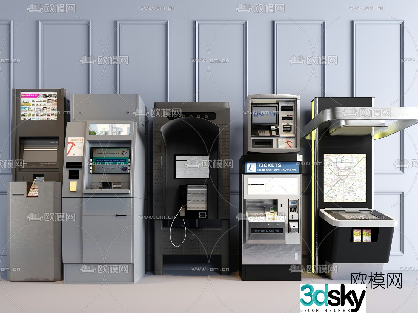 Modern bank ATM self-service machine 3d model