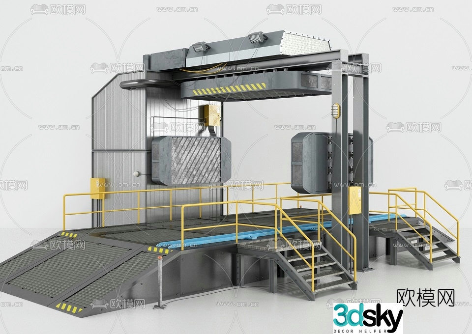 Modern inspection car line factory equipment 3d model
