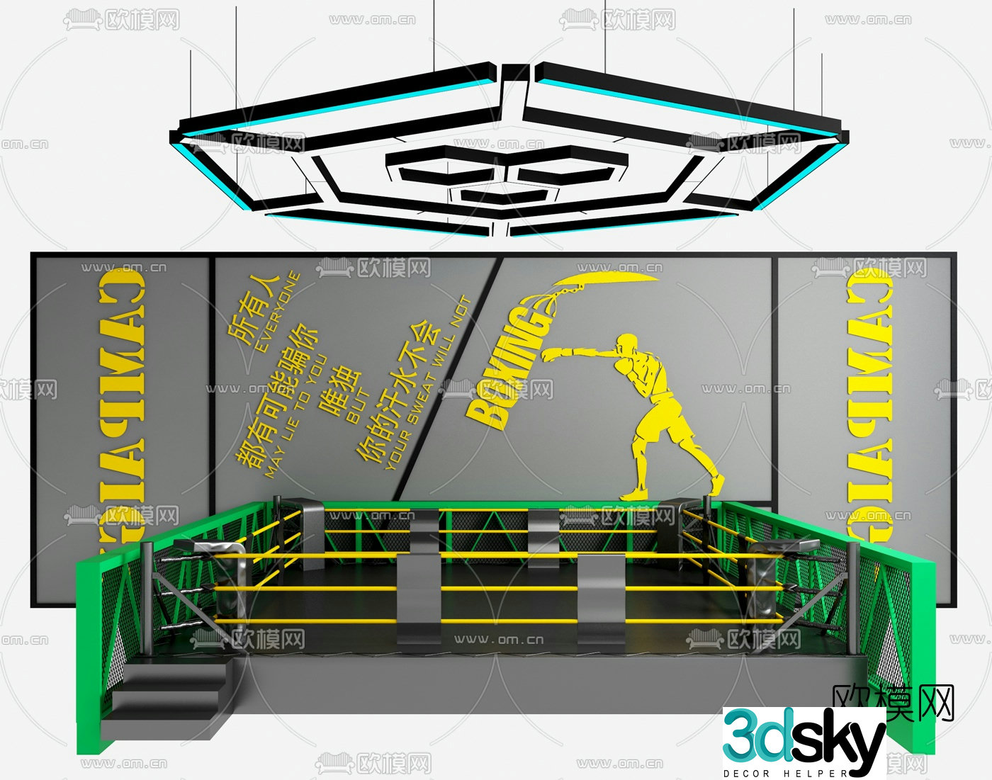 Industrial style boxing ring 3d model