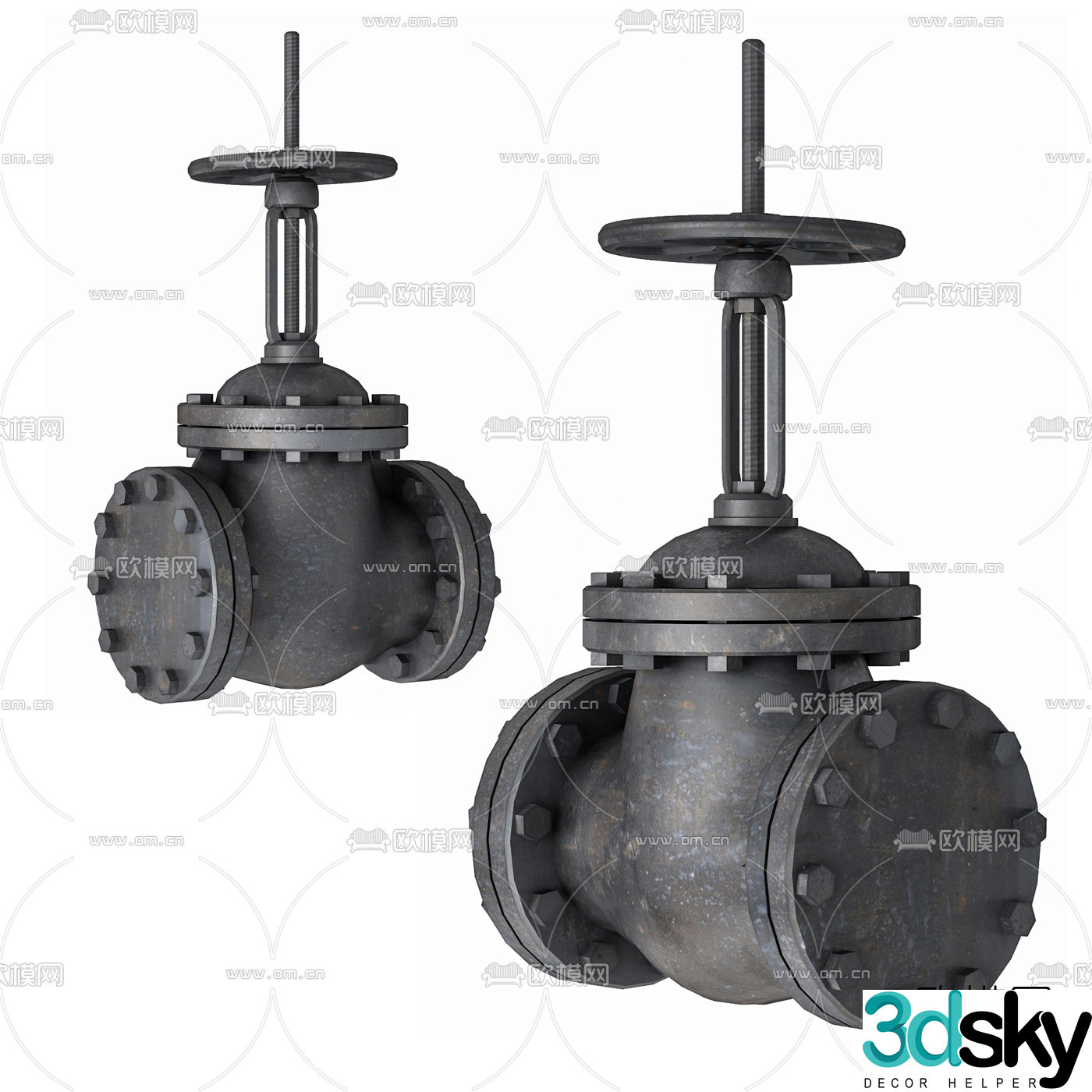 Industrial feng shui pipe valve 3d model