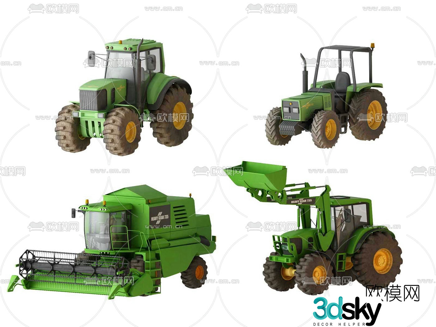 Modern tractor forklift harvester 3d model