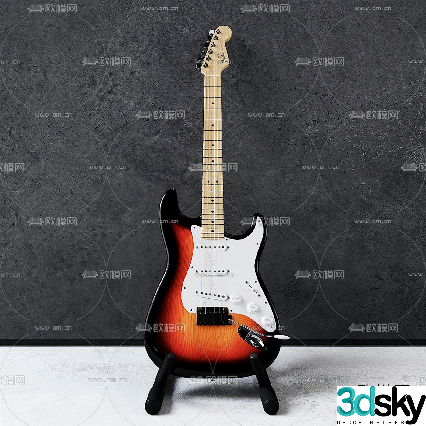 Modern electric guitar 3d model