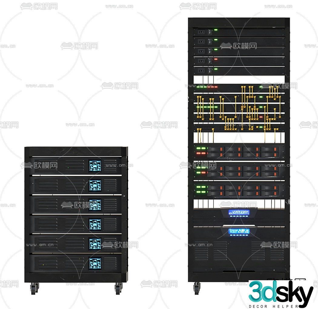 Modern computer room server cabinet 3d model