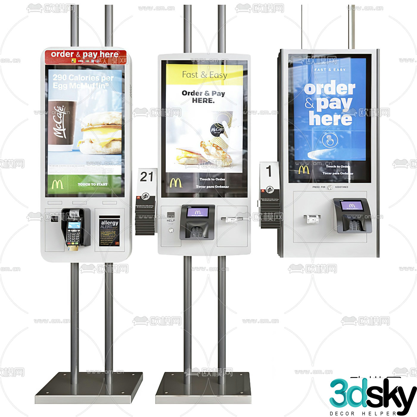 Modern self-service cash register ordering machine 3d model