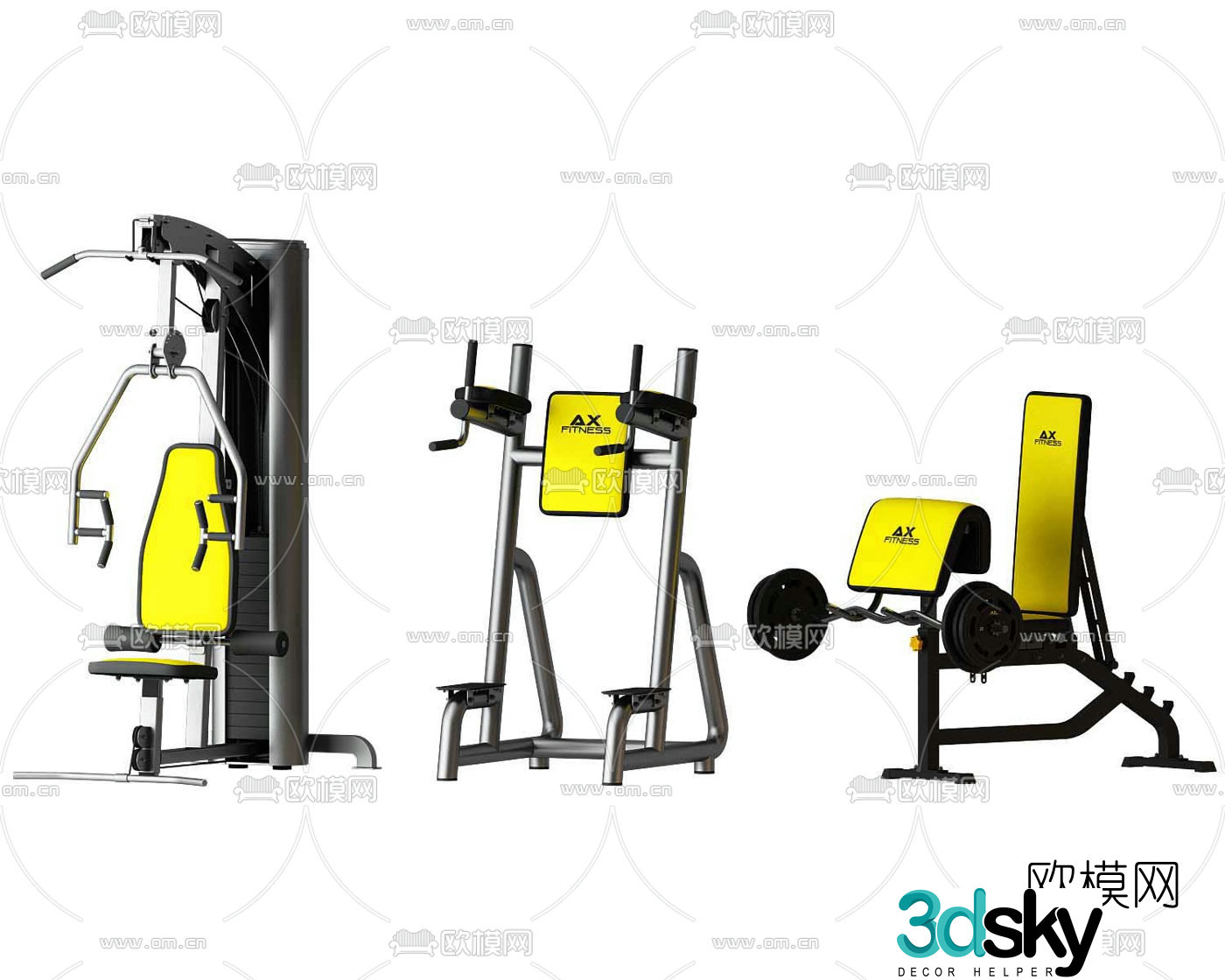 Modern fitness equipment 3d model