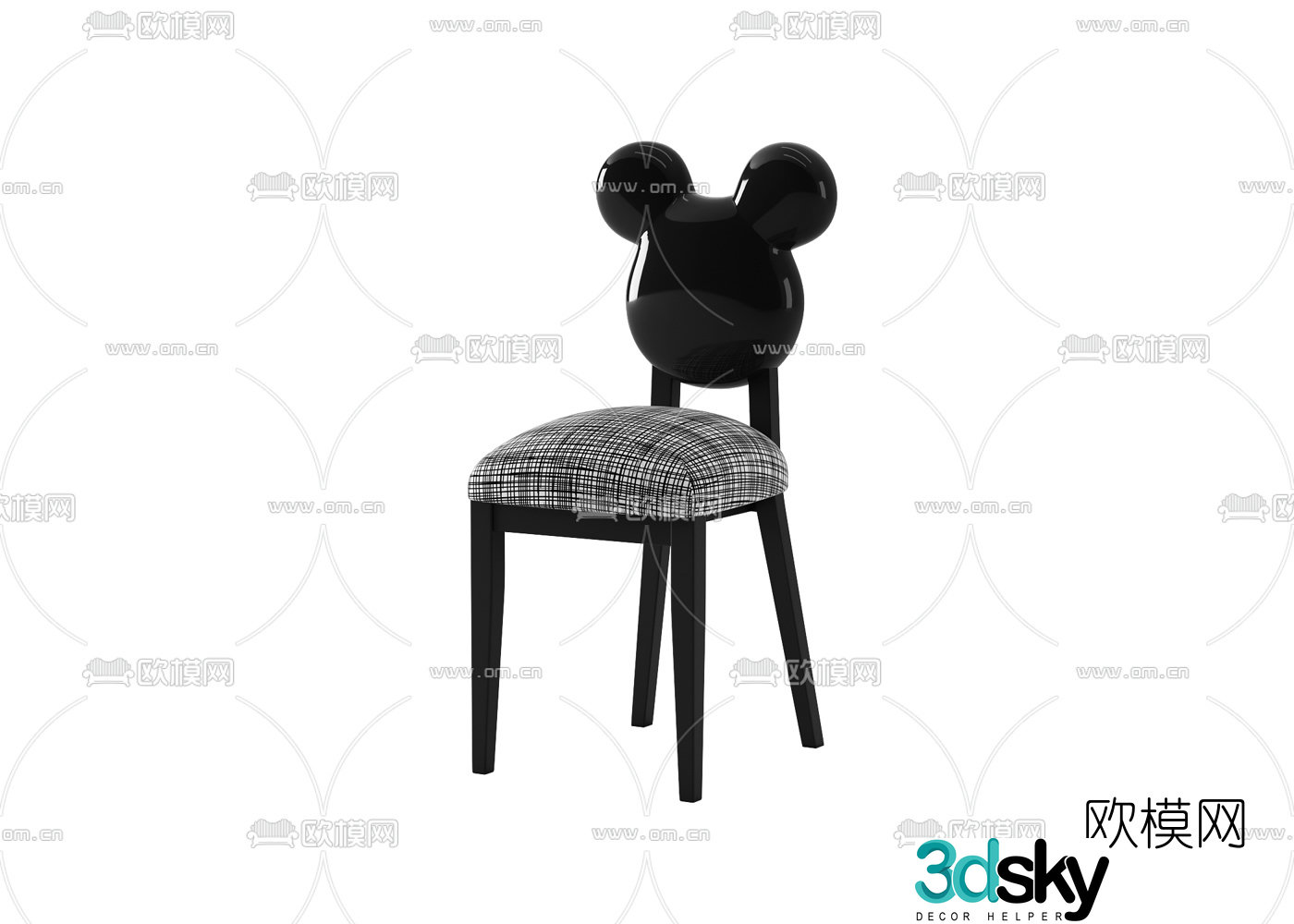 Modern fabric children’s chair 3d model