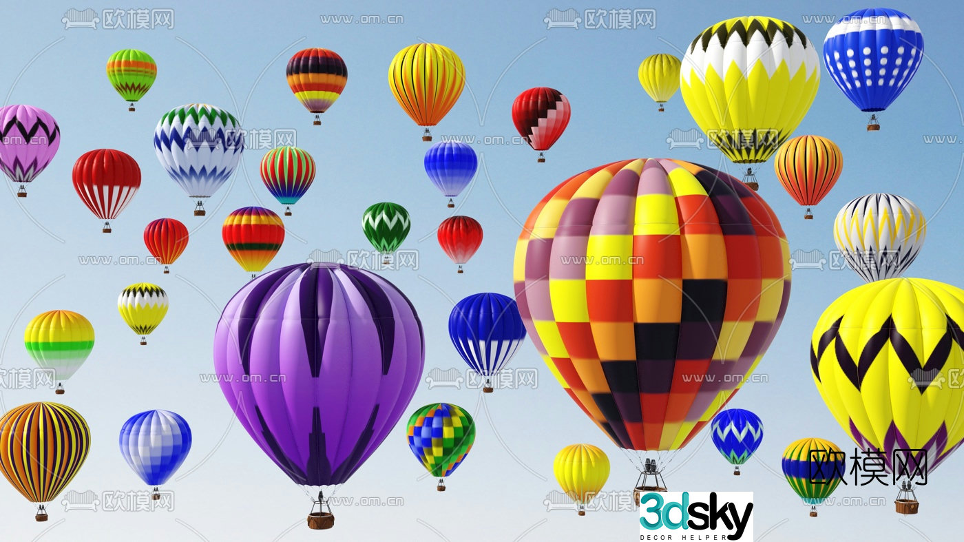 Modern hot air balloon 3d model