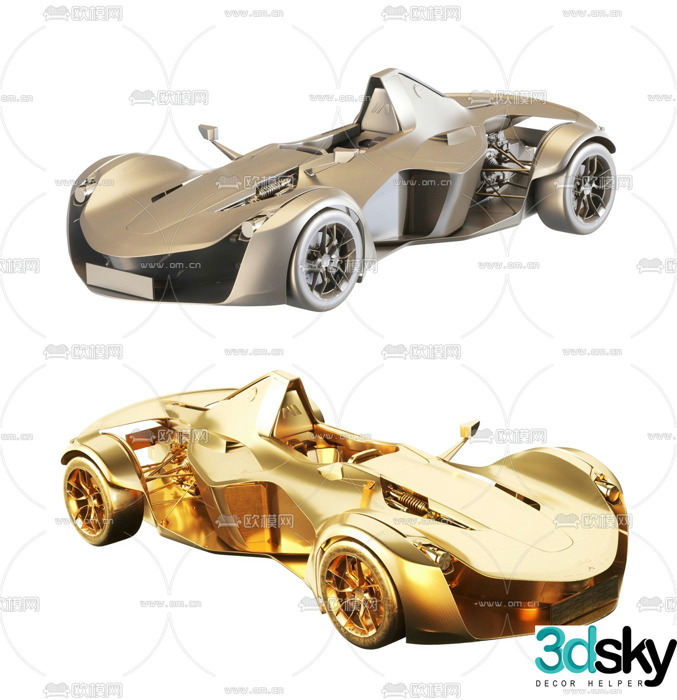 Modern metal supercar car toy 3d model