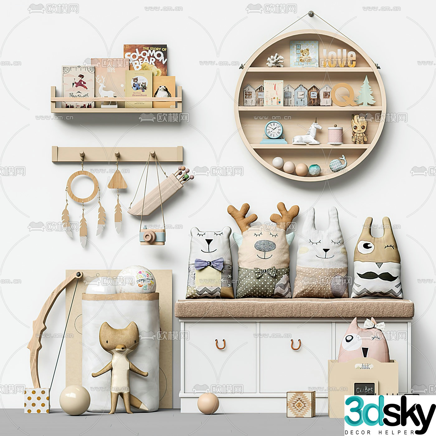 Nordic doll toy children’s cabinet 3d model