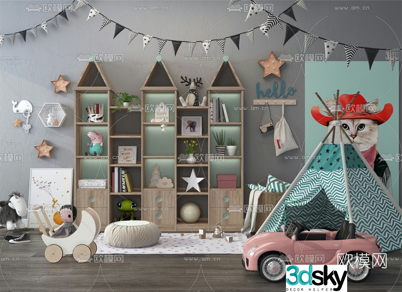 Nordic children’s cabinet toy tent 3d model