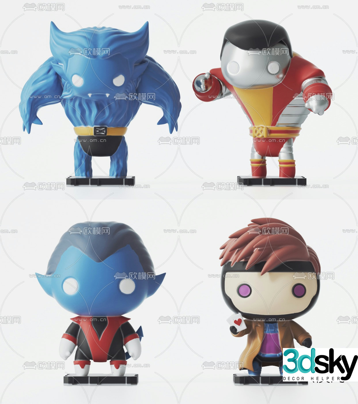Modern Q version X-Men toys 3d model