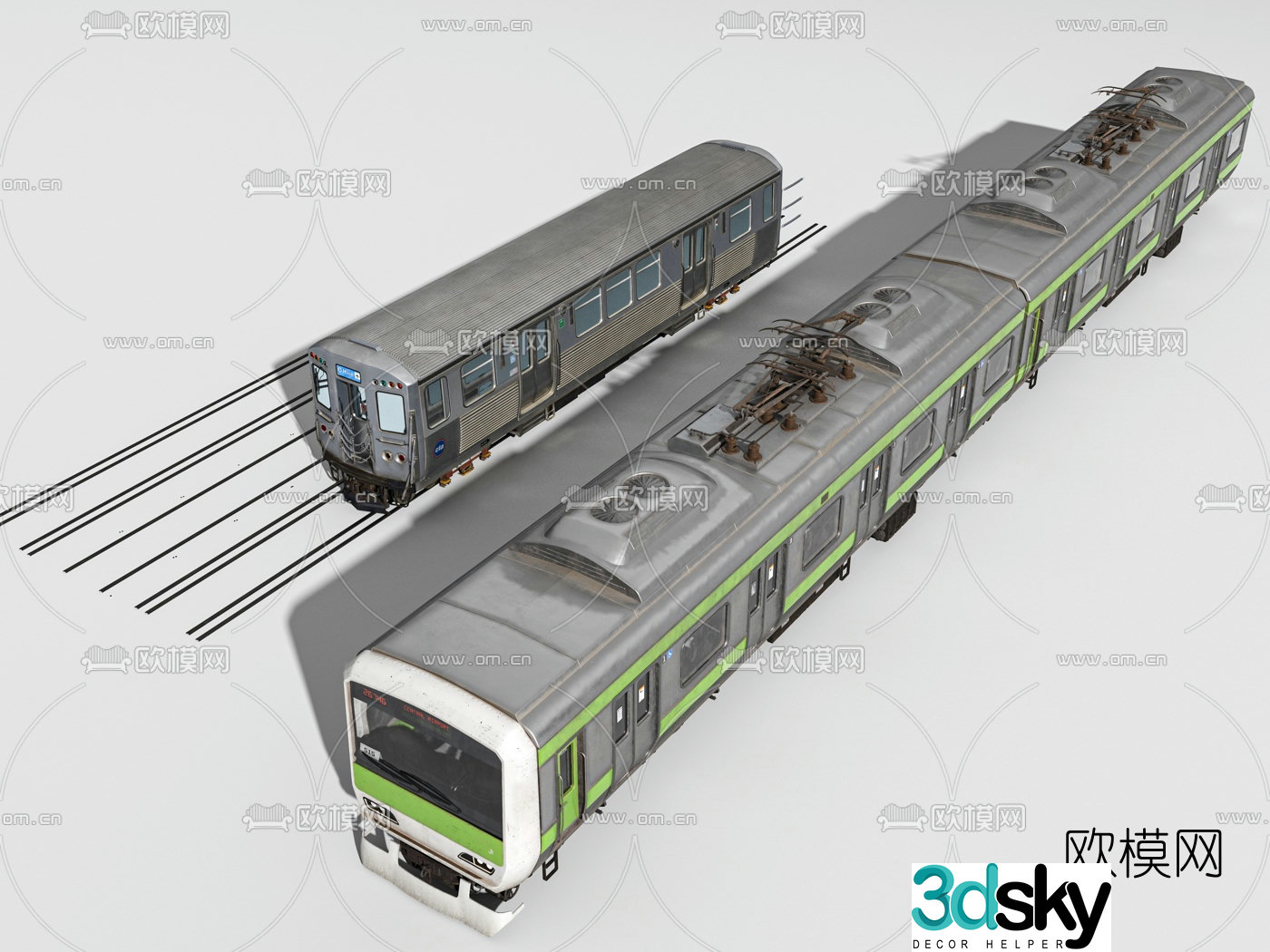 Modern subway light rail 3d model