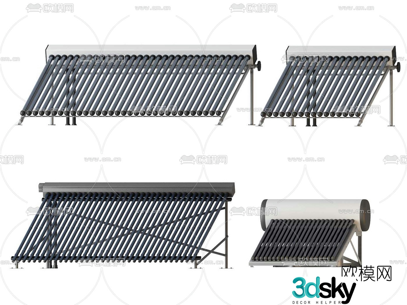 Modern solar water heater 3d model