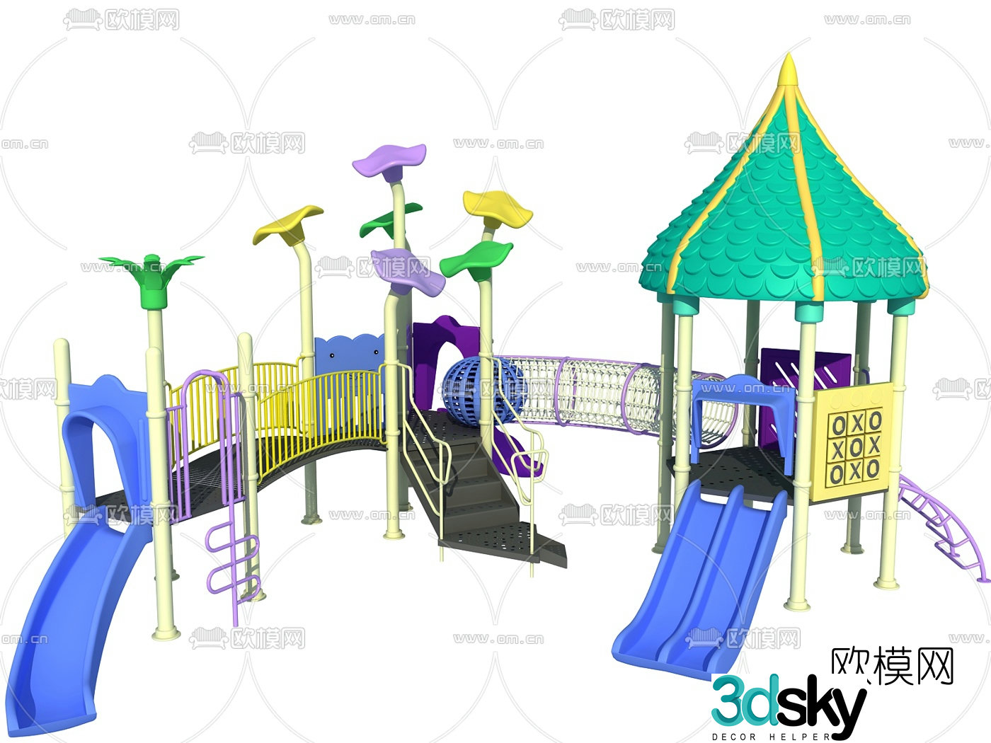 Modern children's slide amusement equipment 3d model