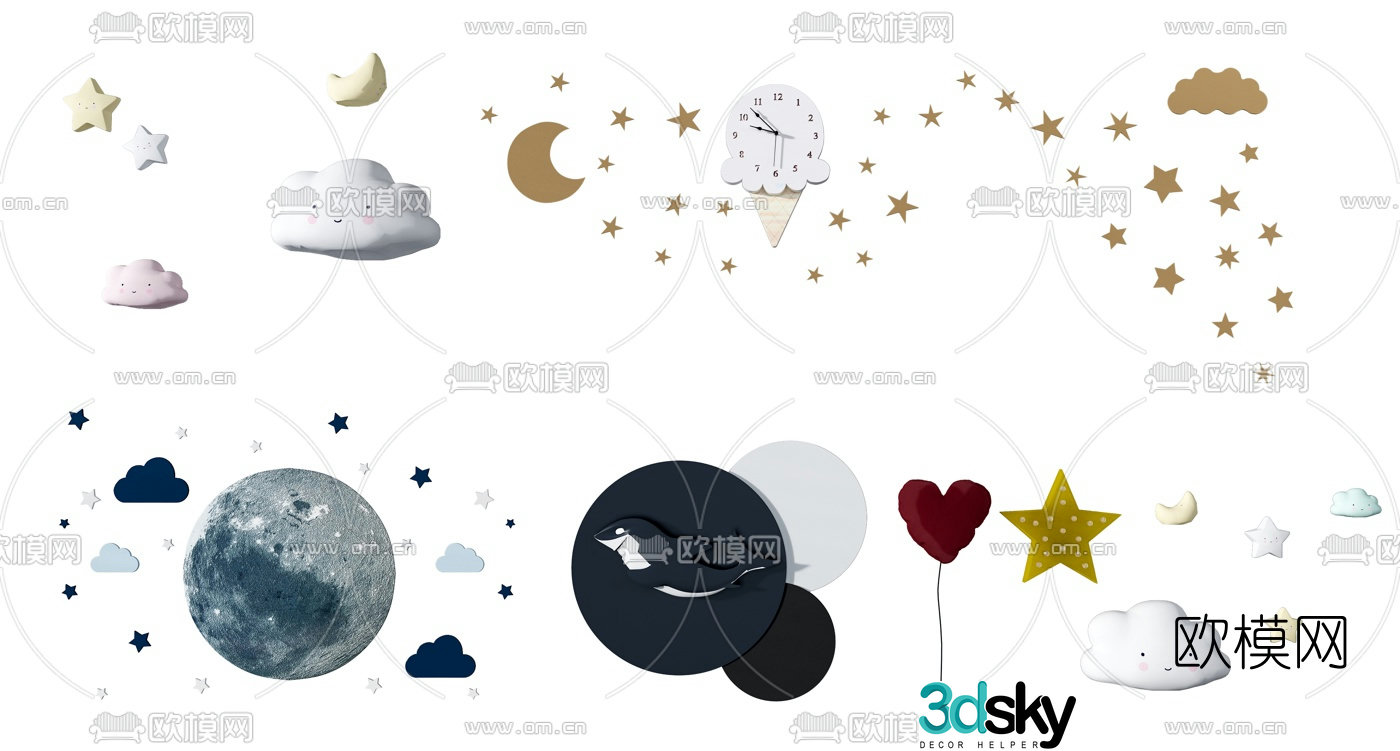 Modern children’s wall decoration pendant 3d model