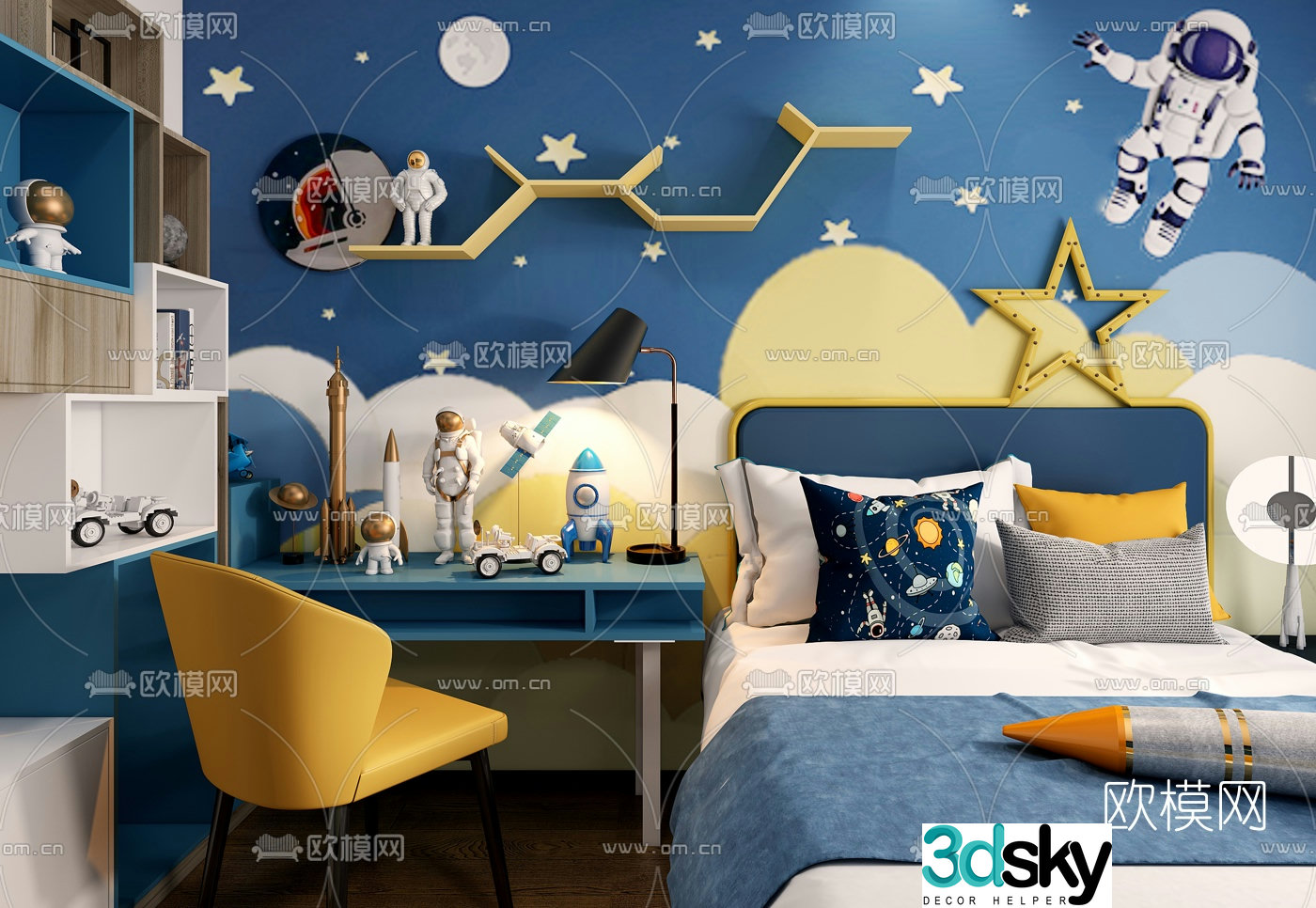 Modern children’s cabinet children’s bed 3d model