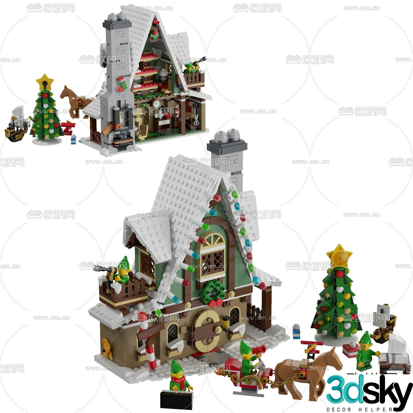 Modern house building blocks toy 3d model