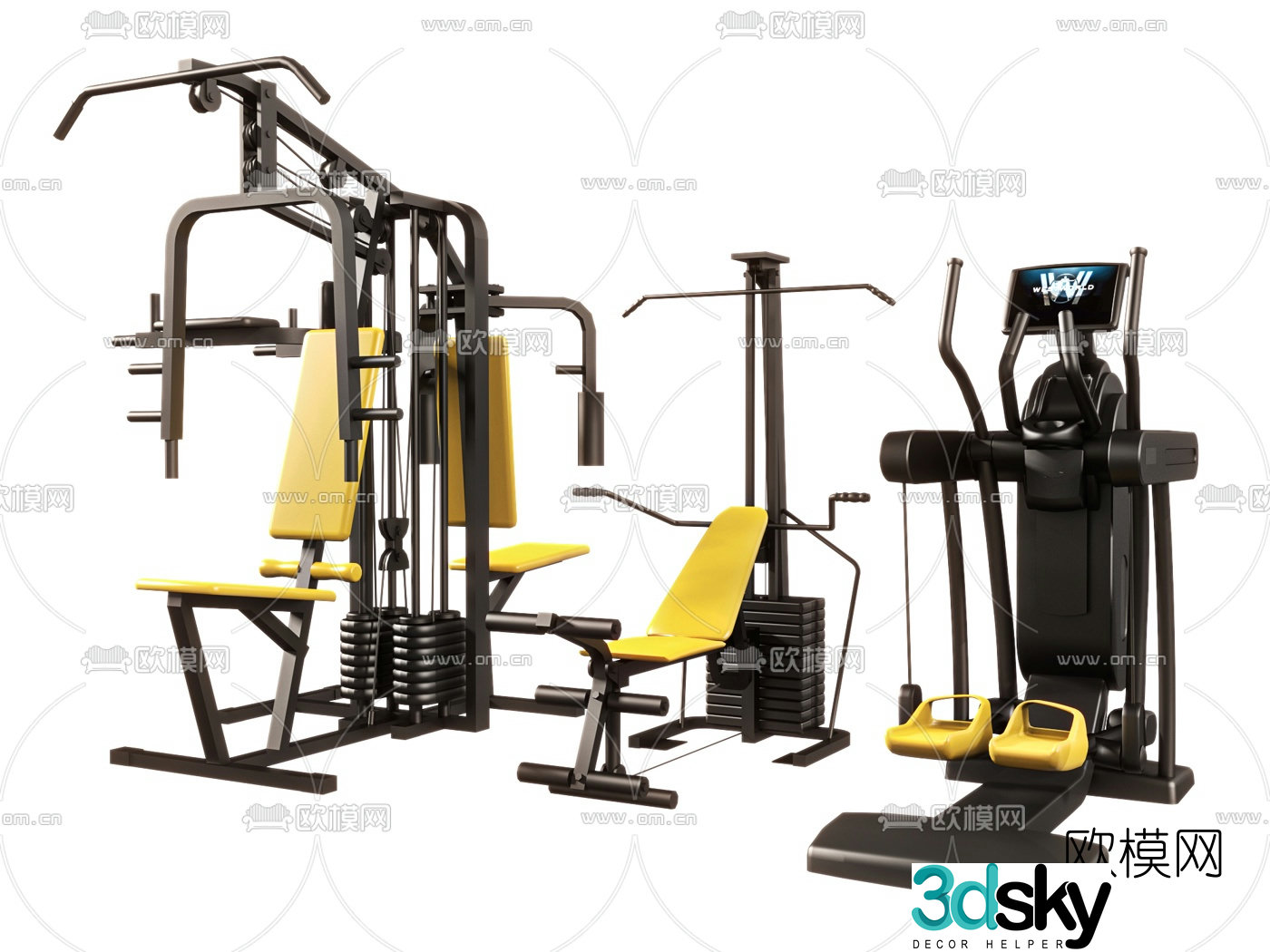 Modern fitness equipment 3d model